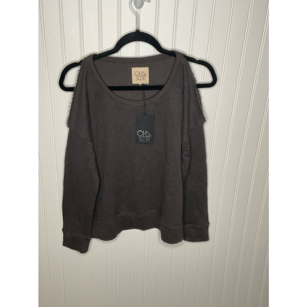 Women's Chaser Gray oversized cold shoulder Sweater S NWT